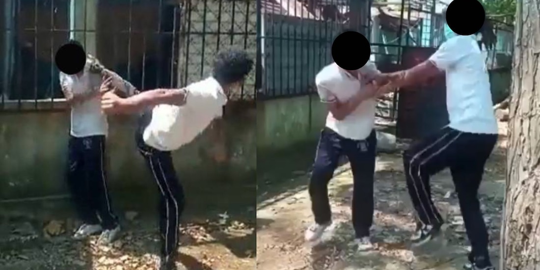 Estudiante que sabe artes marciales golpea brutalmente a su compañero (VIDEO)