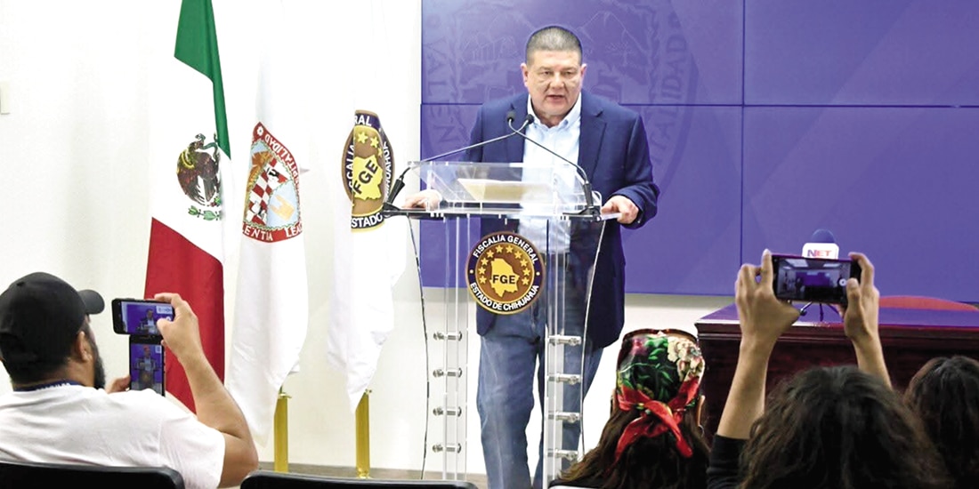 El fiscal de Chihuahua, César Jáuregui Moreno, ayer, en conferencia de prensa