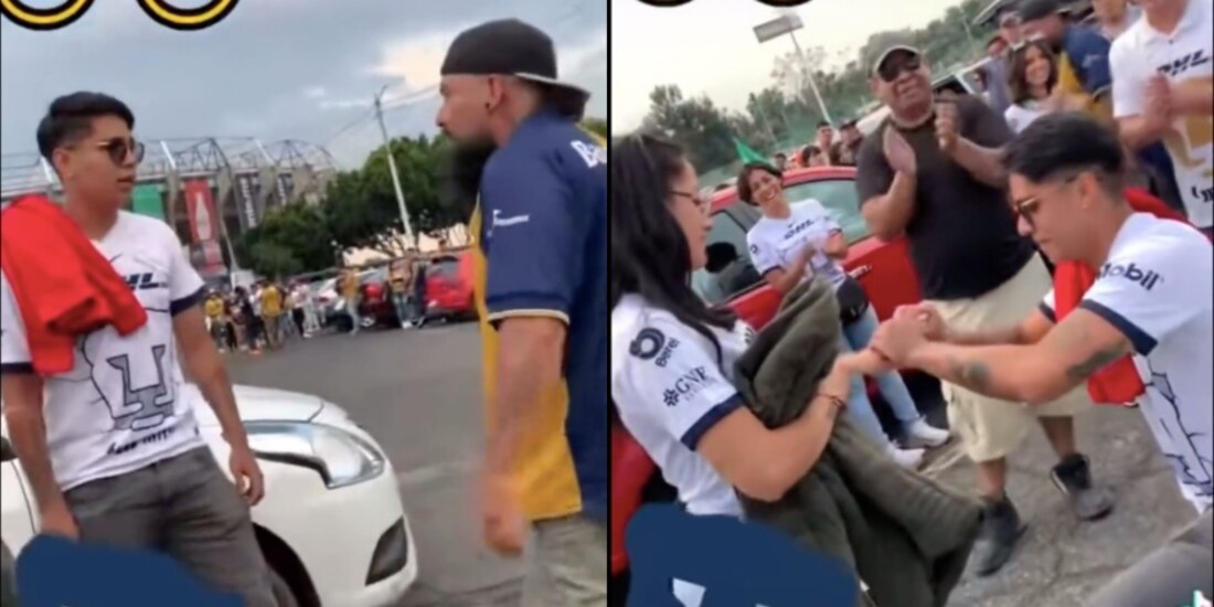 Aficionado de los Pumas provoca pelea en el Clásico contra el América para pedir matrimonio