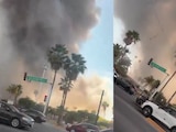 Se registra fuerte incendio en un centro comercial de Los Mochis, Sinaloa.