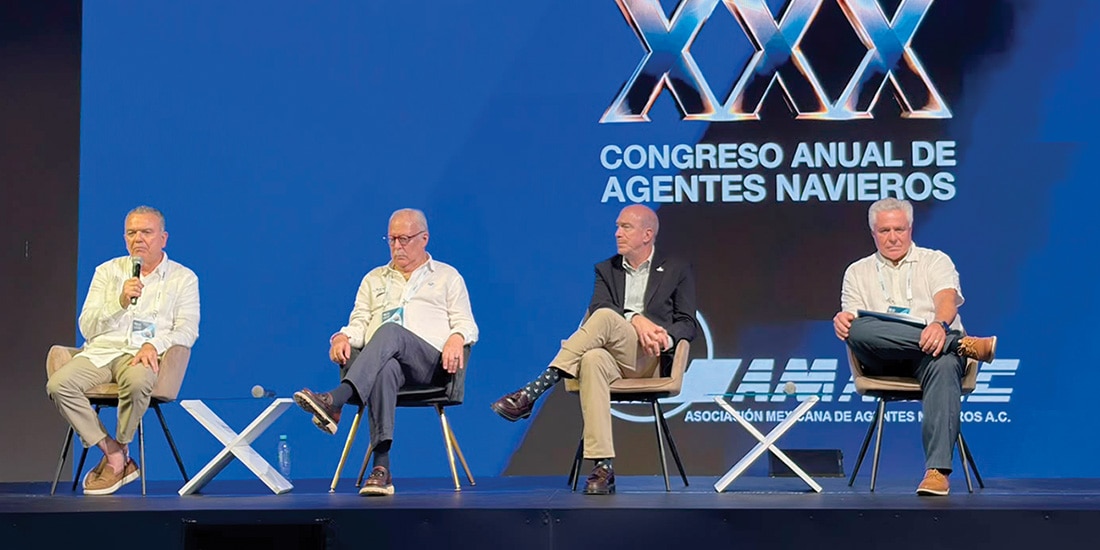 Directivos de Amanac, Agnamex y Transpac, ayer en Congreso de Agentes Navieros.