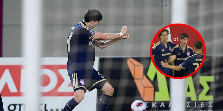 Armando Hormiga González anota su primer gol con el Olympiacos ante el AEL en la Copa de Grecia