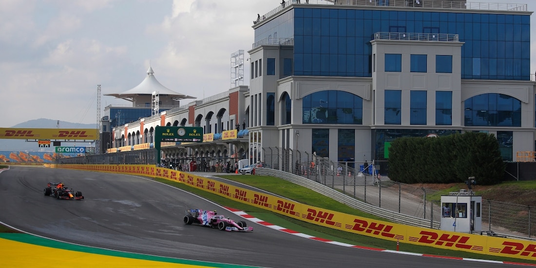 Los pilotos de la Fórmula 1 durante una sesión de práctica en el circuito de Estambul, en 2020, en el GP de F1 de Turquía