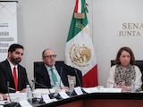 En imagen: Alicia Guadalupe Buenrostro Massieu, propuesta como embajadora de México en el Reino de los Países Bajos; Pedro Blanco Pérez, propuesto como embajador de México en la República de la India; y Roberto Lazzeri Montaño, propuesto como embajador de México en Estados Unidos