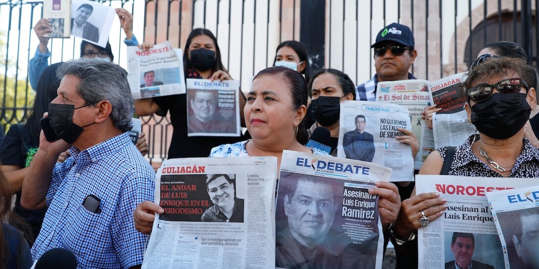 Protesta de periodistas por el homicidio de Luis Ramírez en 2022.