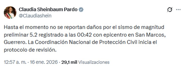 Coordinación Nacional de Protección Civil inicia el protocolo de revisión
