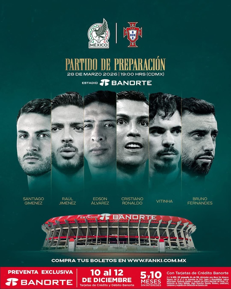 México se medirá a Portugal en el Estadio Azteca.