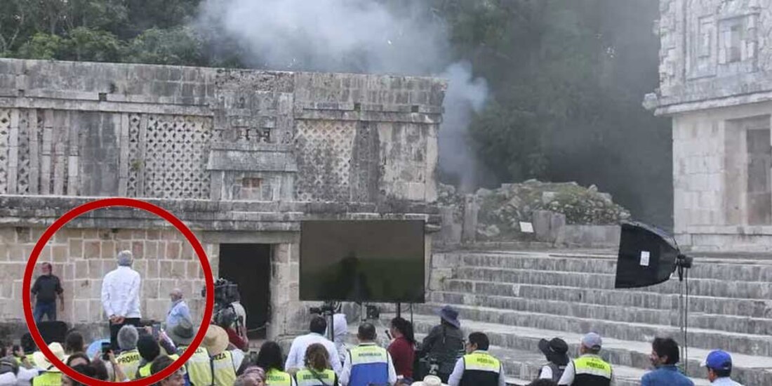 Cortocircuito interrumpe evento de AMLO en zona arqueológica de Uxmal, Yucatán