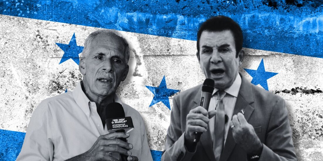 Salvador Nasralla (der.) denuncia fraude que dio triunfo a Nasry Asfura (izq.).