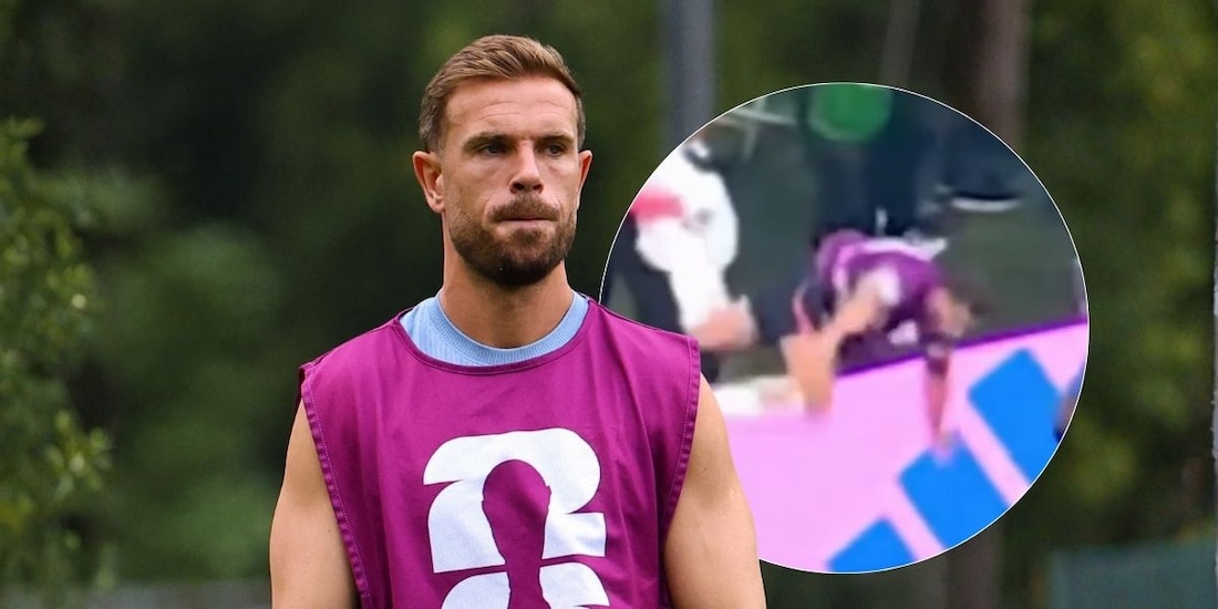 Jordan Henderson cayó sobre su muñeca y se provocó grave lesión que lo podría dejar fuera del Mundial.