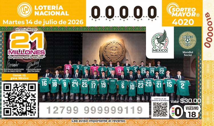 El Sorteo Mayor 4020 está dedicado la Selección Mexicana de futbol 2026.