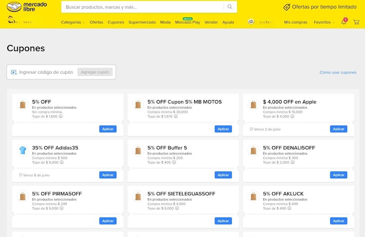 Así luce la cuponera exclusiva de Mercado Libre por el Hot Sale 2026.