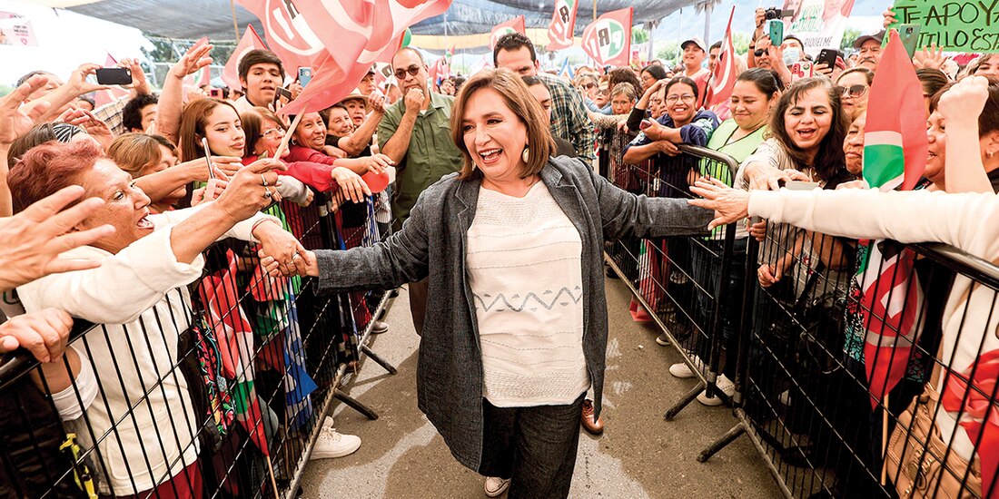 La candidata a la presidencia de la República, Xóchitl Gálvez, en asamblea en