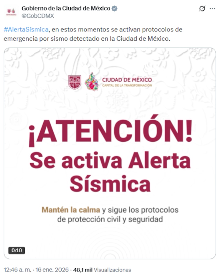 Suena Alerta Sísmica en CDMX