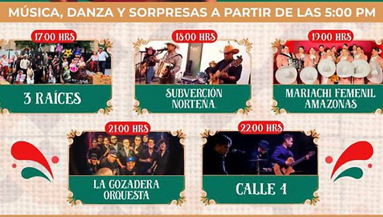 Música ininterrumpida desde las cinco de la tarde marcará el festejo del 216.º Aniversario de la Independencia.