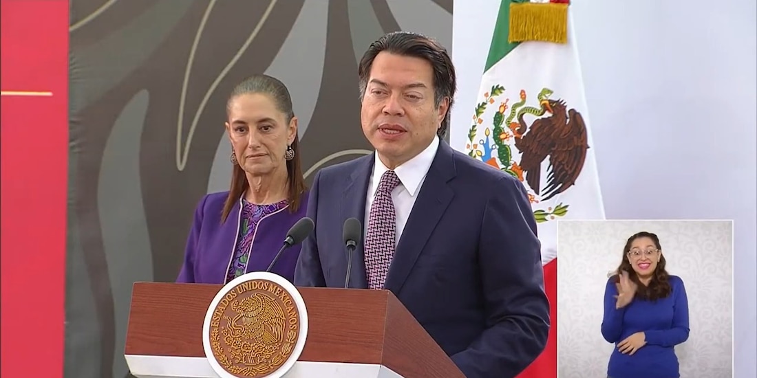 El titular de la SEP esta mañana en la conferencia de Claudia Sheinbaum.