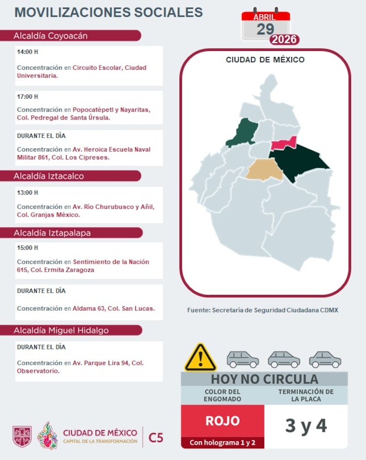 Movilizaciones sociales 29 abril CDMX