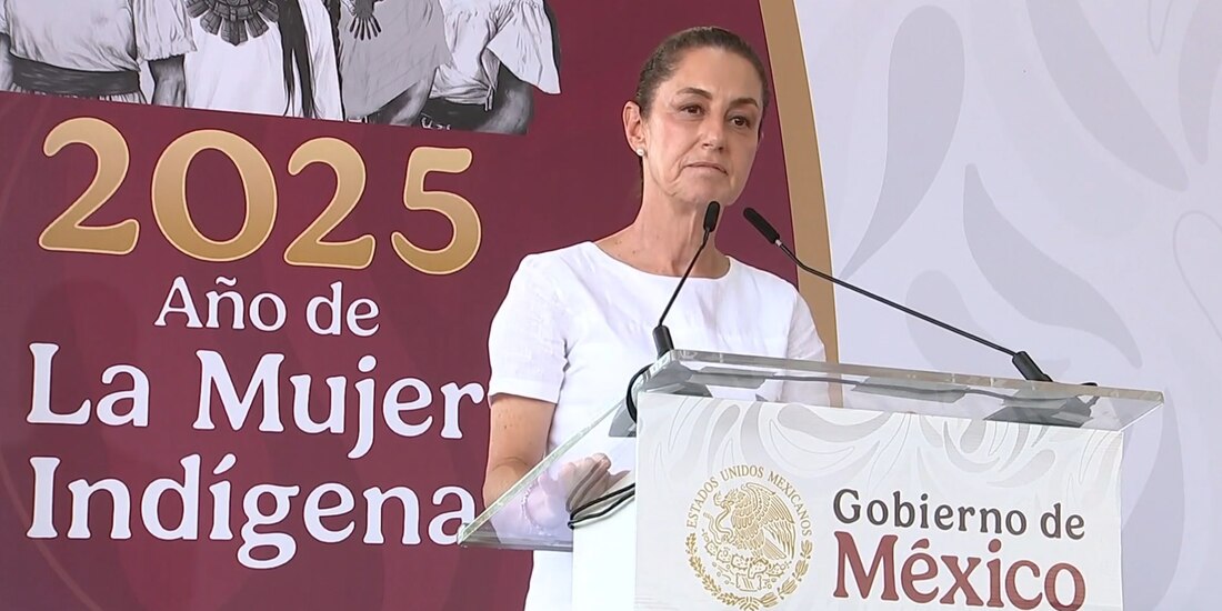 Claudia Sheinbaum, en un evento desde Palizada, Campeche.