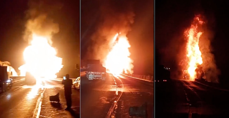 Se registra fuerte explosión de pipa de gas LP en la autopista México-Querétaro