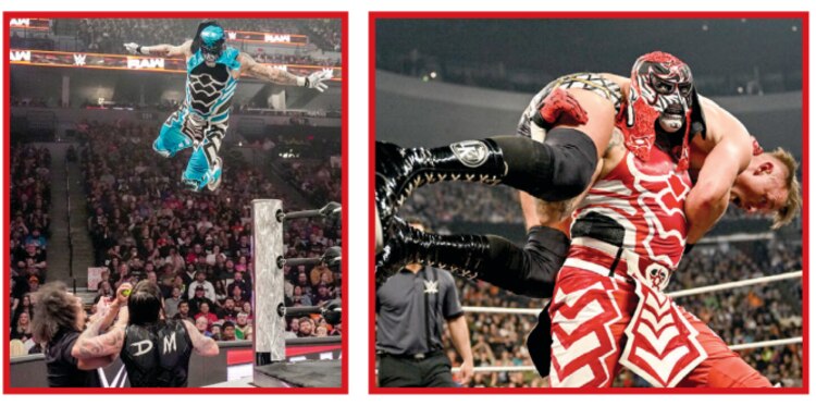 El luchador mexicano en varias de sus apariciones en WWE