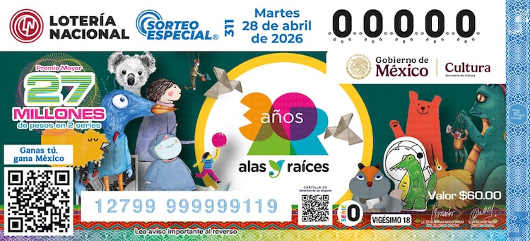El Sorteo Especial 311 de la Lotería Nacional está dedicado al 30° aniversario de Alas y Raíces a los Niños.