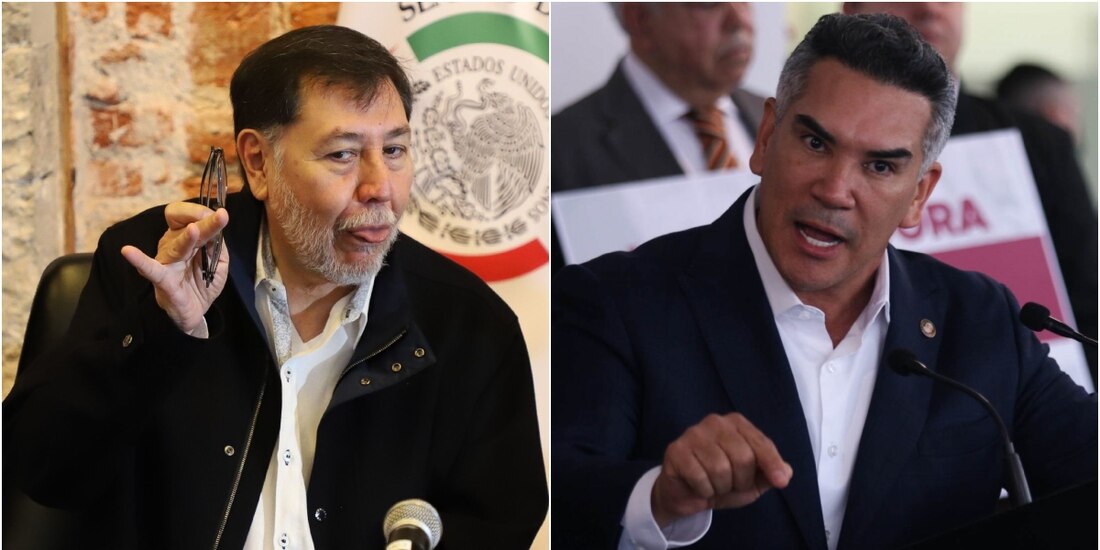 En la imagen, el senador de Morena, Gerardo Fernández Noroña, y Alejandro Moreno, dirigente del PRI.