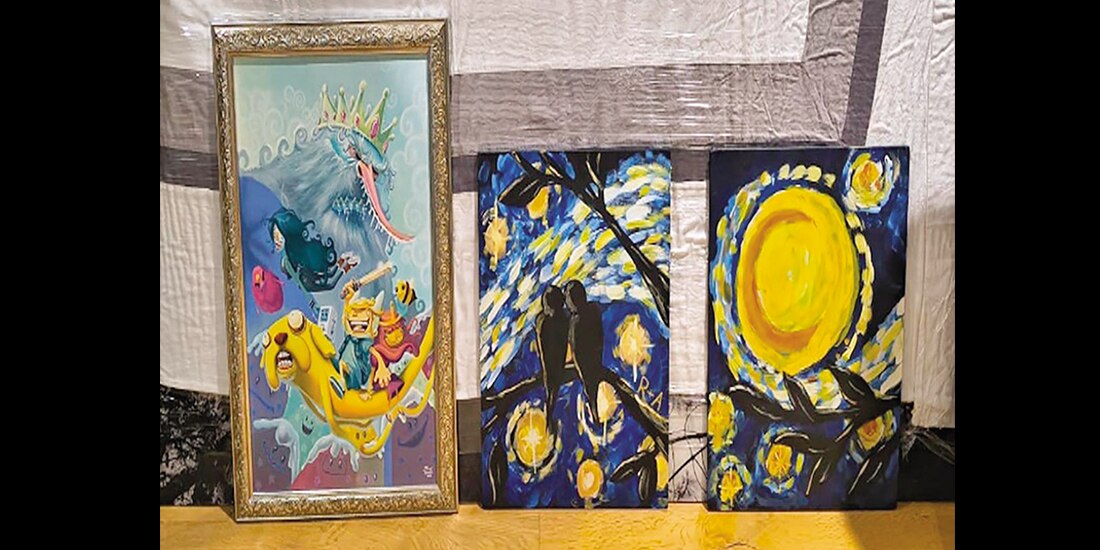 Algunas obras de arte decomisadas por el Gabinete de Seguridad, ayer.