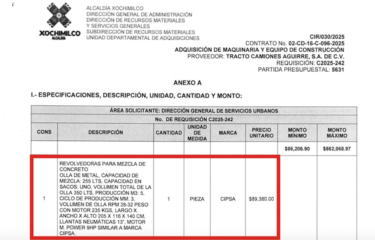 LA DEMARCACIÓN pagó más del doble del precio la maquinaria