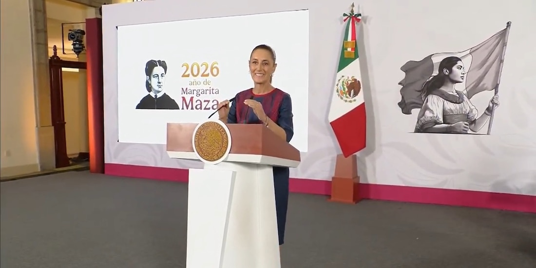 Claudia Sheinbaum este lunes en Palacio Nacional.