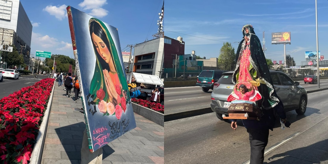 Peregrinos rumbo a la Basílica de Guadalupe