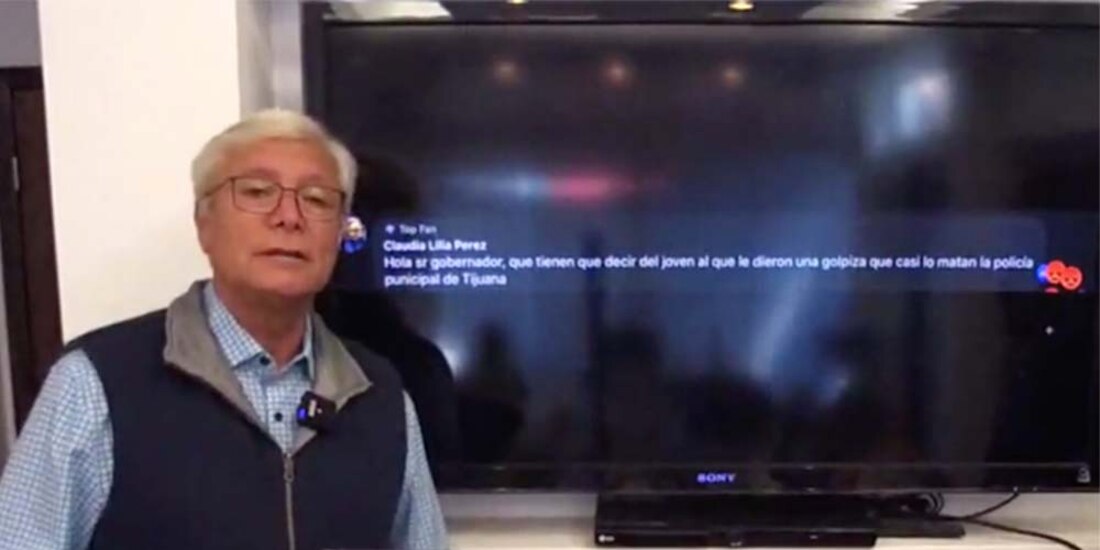 El gobernador Jaime Bonilla responde preguntas en videoconferencia.