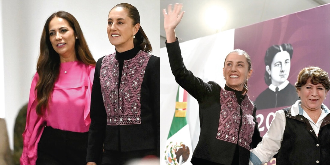 LA PRESIDENTA y la gobernadora de Guanajuato, ayer (izq.) y SHEINBAUM y la gobernadora del Edomex, ayer