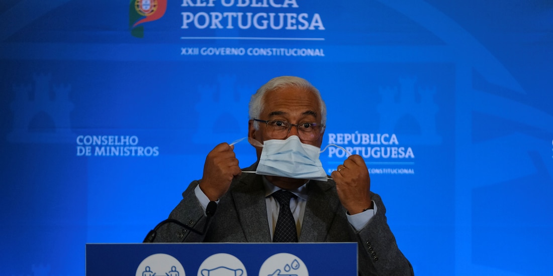 Antonio Costa, primer ministro de Portugal anuncia las nuevas restricciones en el país por el aumento de casos de COVID-19.