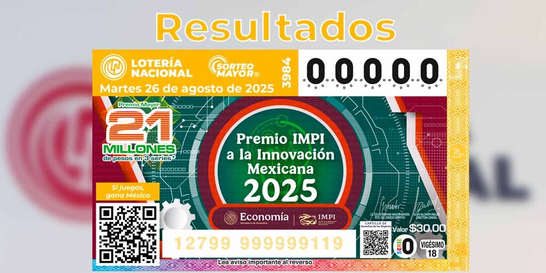 Resultados Sorteo Mayor 3984 del 26 de agosto del 2025 de Lotería Nacional.