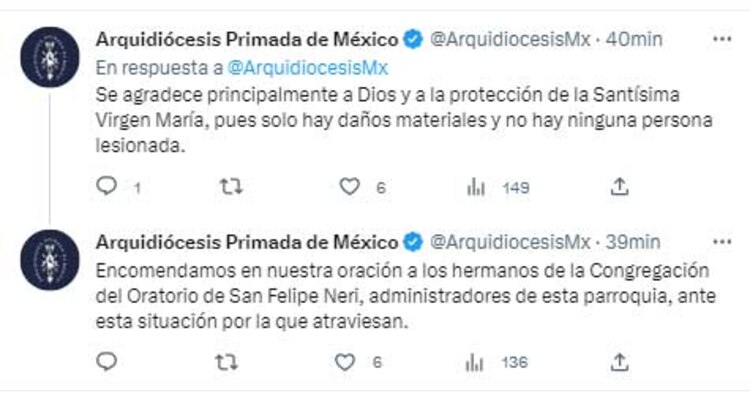La APM también envió un mensaje de aliento a los administradores de la parroquia