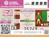 Imagen de boleto de la Lotería Nacional.