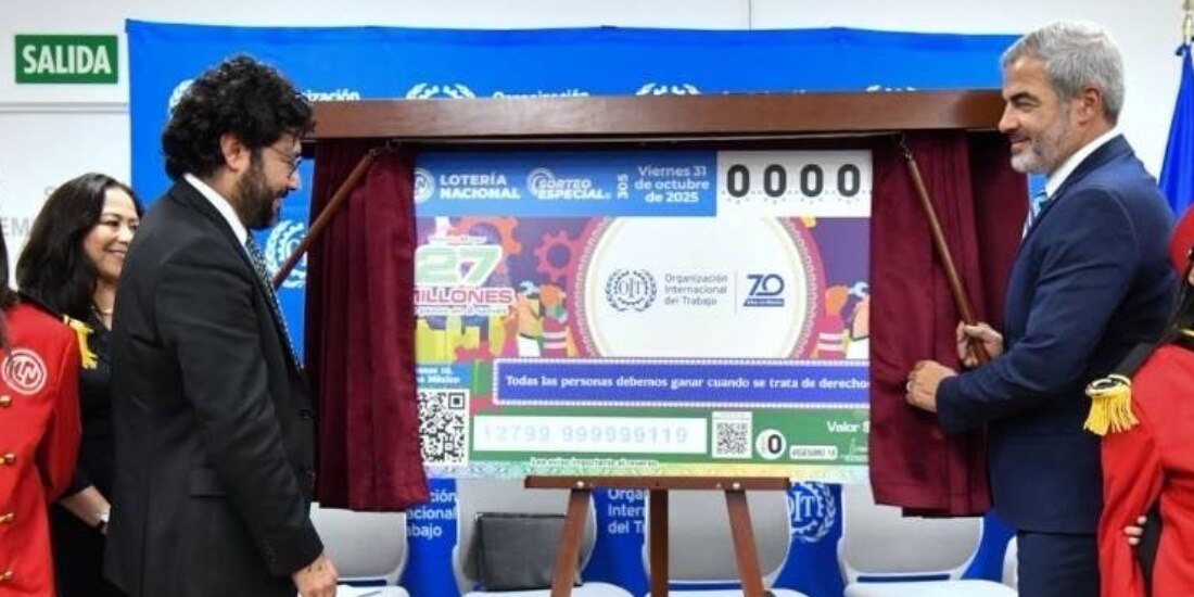 Develan billete del Sorteo Especial 305 por los 70 años de la Organización Internacional del Trabajo.