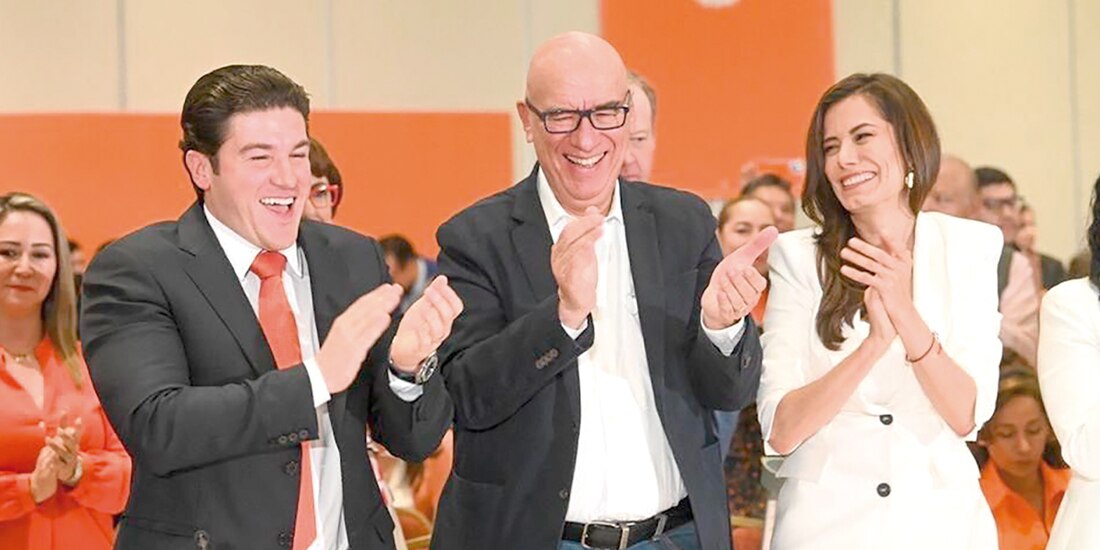 Samuel García, Dante Delgado y Verónica Delgadillo, ayer.