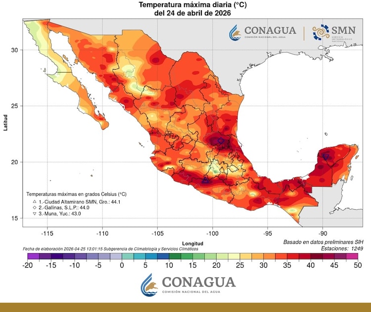 Altas temperaturas registradas el 24 de abril