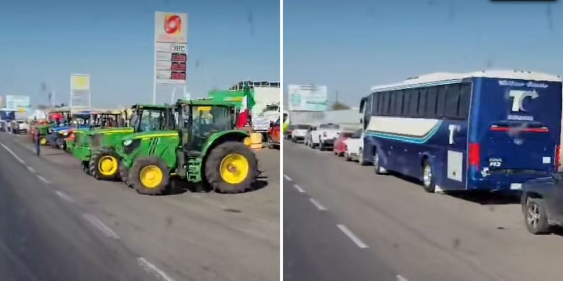 Productores mantienen maquinaria agrícola sobre la carretera Guadalajara–Morelia, rumbo a Acatlán de Juárez.