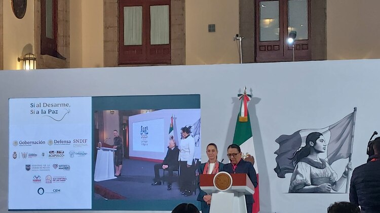 La titular de la Secretaría de Gobernación, Rosa Icela Rodríguez, expuso los resultados de la estrategia Sí al desarme, sí a la paz, que consiste en el canje de armas por dinero.