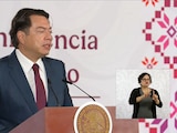 Mario Delgado, secretario de Educación federal este lunes en Palacio Nacional.