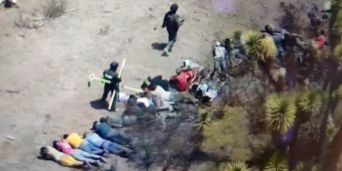 Imagen tomada durante el rescate de los migrantes en San Luis Potosí.