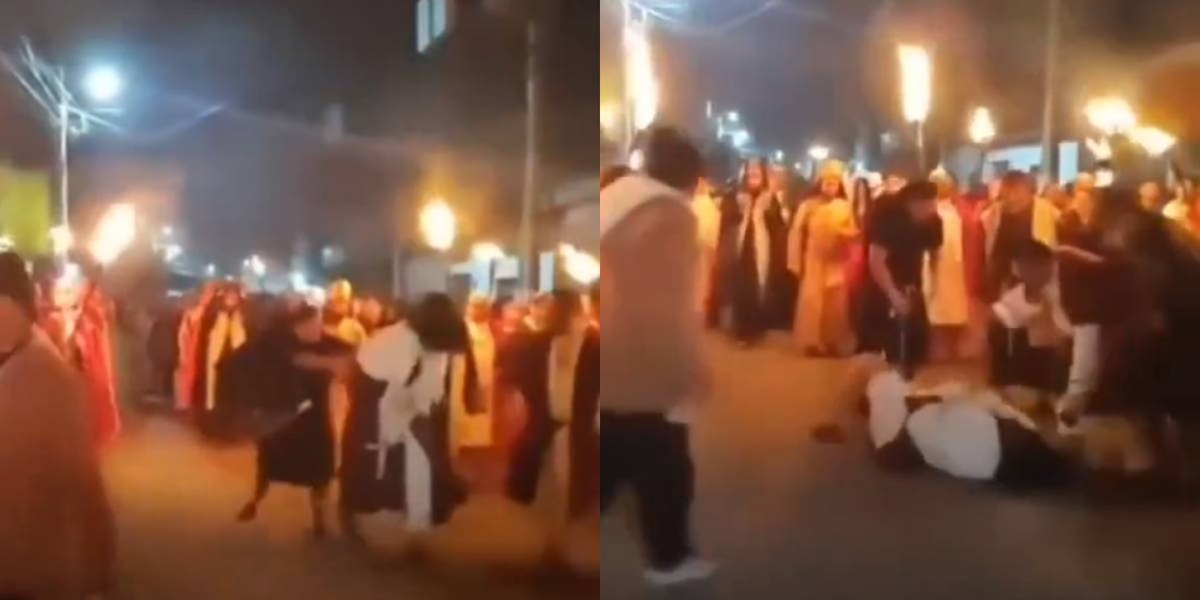 El interprete de Jesús resultó herido en representación del Viacrucis