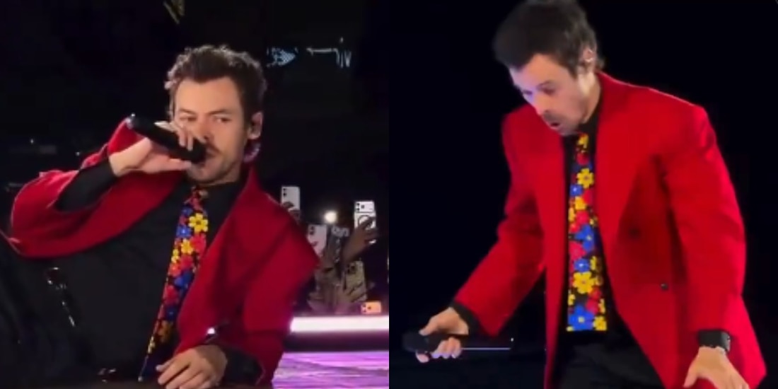 Harry Styles sufre tremenda caída durante concierto en CDMX y se recupera con estilo