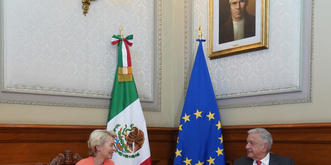 El Presidente Andrés Manuel López Obrador y Usula von der Leyen, ayer.