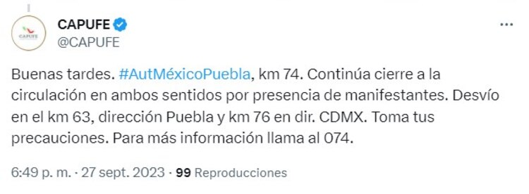 Bloqueo en la México Puebla.