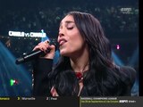 Danna Paola cantó el himno nacional previo al combate entre 'Canelo' Álvarez y Jermell Charlo.
