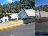 Un tráiler se volcó en La Pera, en la Carretera México- Cuernavaca.