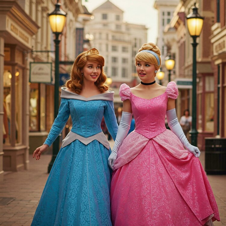 Cenicienta y la Bella Durmiente, imagen generada con IA